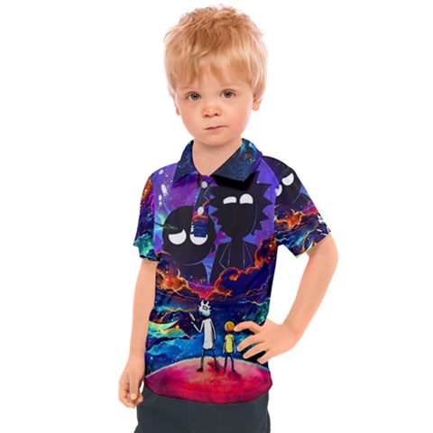 Cartoon Parody In Outer Space Kids  Polo Tee by Mog4mog4