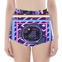 Abstract Sphere Room 3d Design Shape Circle High-waisted Bikini Bottoms
