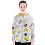 Doodle Flowers Hand Drawing Pattern Women s Zipper Hoodie