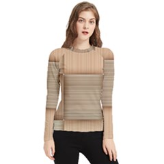 Wooden Wickerwork Texture Square Pattern Women s Long Sleeve Rash Guard