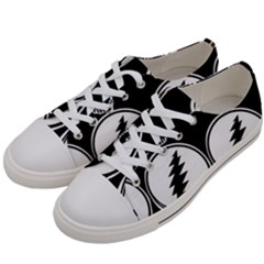 Black And White Deadhead Grateful Dead Steal Your Face Pattern Men s Low Top Canvas Sneakers by 99art