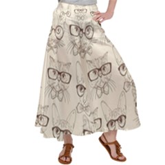 Seamless Pattern Hand Drawn-cats-with Hipster Accessories Women s Satin Palazzo Pants by Vaneshart