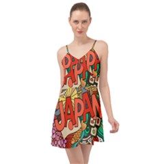 Earthquake And Tsunami Drawing Japan Illustration Summer Time Chiffon Dress by Vaneshart