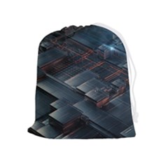 Architectural Design Abstract 3d Neon Glow Industry Drawstring Pouch (xl)