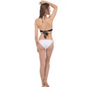 Assorted Color Musical Notes Wallpaper Fabric Cross Front Halter Bikini Top View2