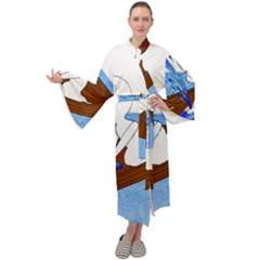 Spirit-boat-funny-comic-graphic Maxi Velvet Kimono