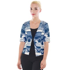 Skull Drawing Cropped Button Cardigan by 99art