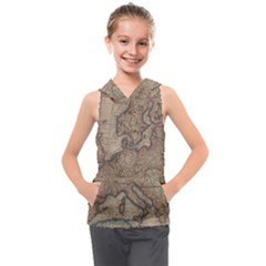 Old Vintage Classic Map Of Europe Kids  Sleeveless Hoodie by B30l