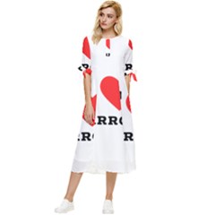 I Love Carrots  Bow Sleeve Chiffon Midi Dress