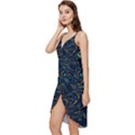 Colorful Abstract Pattern Creative Colorful Line Linear Background Wrap Frill Dress View2