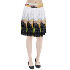 Variety Of Fruit Water Berry Food Splash Kiwi Grape Pleated Skirt by B30l
