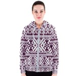 Illustration Ukrainian Folk Seamless Pattern Ornament Women s Zipper Hoodie