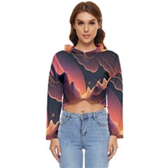 Fire Flame Burn Hot Heat Light Burning Orange Women s Lightweight Cropped Hoodie by Cowasu