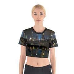 New York Night Central Park Skyscrapers Skyline Cotton Crop Top