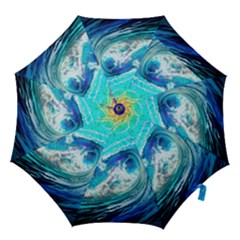 Tsunami Waves Ocean Sea Nautical Nature Water Painting Hook Handle Umbrellas (large) by Cowasu
