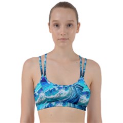 Tsunami Waves Ocean Sea Nautical Nature Water Painting Line Them Up Sports Bra