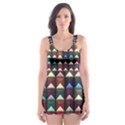 Diamond Geometric Square Design Pattern Skater Dress Swimsuit View1