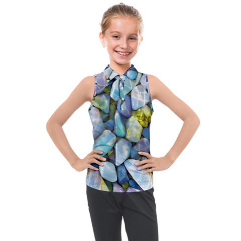 Stones Gems Multi Colored Rocks Kids  Sleeveless Polo Tee by Bangk1t