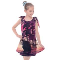 Ship Pirate Adventure Landscape Ocean Sun Heaven Kids  Tie Up Tunic Dress