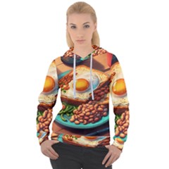 Breakfast Egg Beans Toast Plate Women s Overhead Hoodie