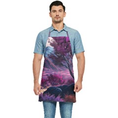 Landscape Painting Purple Tree Kitchen Apron by Ndabl3x