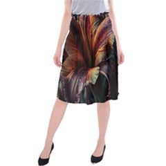 Flower Orange Lilly Midi Beach Skirt