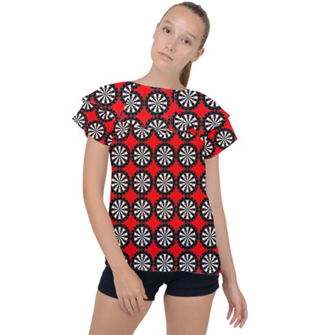Dart Board Target Game Ruffle Collar Chiffon Blouse by Ndabl3x