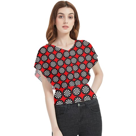Dart Board Target Game Butterfly Chiffon Blouse by Ndabl3x