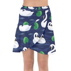 Swan Pattern Elegant Design Wrap Front Skirt