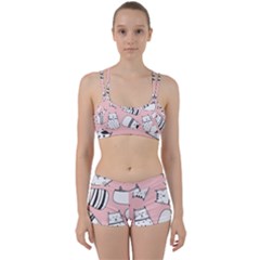 Cute Cats Cartoon Seamless-pattern Perfect Fit Gym Set by Vaneshart