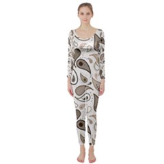 Paisley Pattern Background Graphic Long Sleeve Catsuit