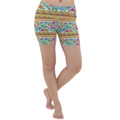 Flower Fabric Design Lightweight Velour Yoga Shorts