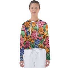 Flower Bloom Embossed Pattern Women s Slouchy Sweat by Vaneshop