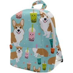 Welsh Corgi Boba Tea Bubble Cute Kawaii Dog Breed Zip Up Backpack by Wav3s