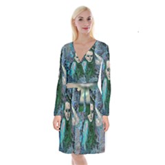 Alphonse Woman Long Sleeve Velvet Front Wrap Dress by MRNStudios
