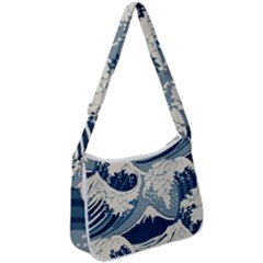 Japanese Wave Pattern Zip Up Shoulder Bag by Wav3s