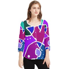 Mazipoodles In The Frame  Chiffon Quarter Sleeve Blouse by Mazipoodles