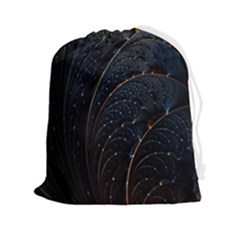 Abstract Dark Shine Structure Fractal Golden Drawstring Pouch (2xl)