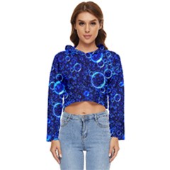 Blue Bubbles Abstract Women s Lightweight Cropped Hoodie