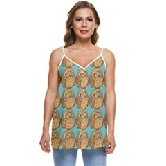 Owl Bird Pattern Casual Spaghetti Strap Chiffon Top by Vaneshop