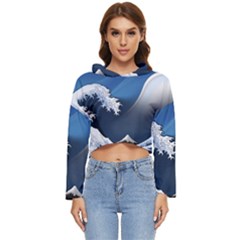 The Great Wave Off Kanagawa Women s Lightweight Cropped Hoodie by Grandong