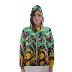 Monkey Tiger Bird Parrot Forest Jungle Style Women s Hooded Windbreaker by Grandong