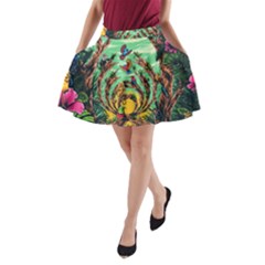 Monkey Tiger Bird Parrot Forest Jungle Style A-line Pocket Skirt by Grandong