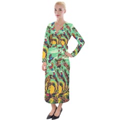 Monkey Tiger Bird Parrot Forest Jungle Style Velvet Maxi Wrap Dress by Grandong