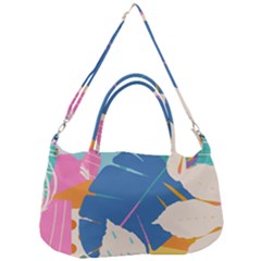 Exotic Leaves Flower Plant And Branches Art Print Botanical Pattern Removable Strap Handbag