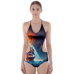 Tree Planet Moon Cut-out One Piece Swimsuit by Ndabl3x
