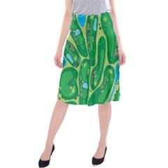 Golf Course Par Golf Course Green Midi Beach Skirt by Cowasu
