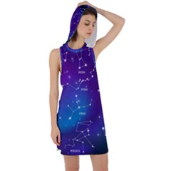 Realistic Night Sky With Constellations Racer Back Hoodie Dress by Cowasu