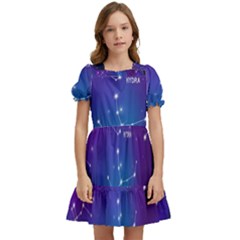 Realistic Night Sky With Constellations Kids  Puff Sleeved Dress by Cowasu