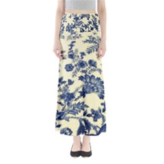 Vintage Blue Drawings On Fabric Full Length Maxi Skirt by Amaryn4rt